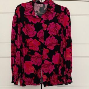 Floral Black and Pink Women's Top
